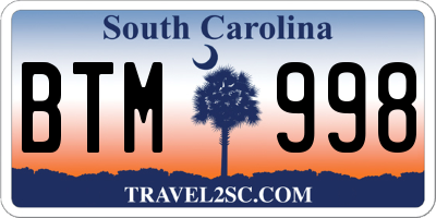 SC license plate BTM998