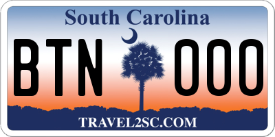 SC license plate BTN000