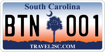 SC license plate BTN001