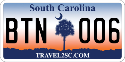 SC license plate BTN006