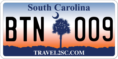 SC license plate BTN009