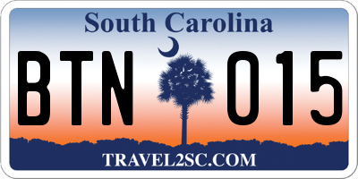 SC license plate BTN015