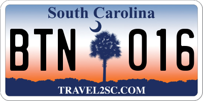 SC license plate BTN016