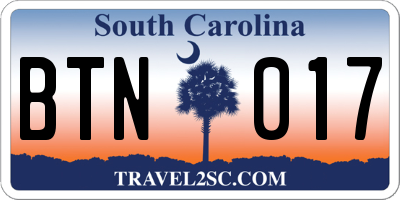 SC license plate BTN017