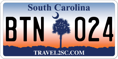 SC license plate BTN024
