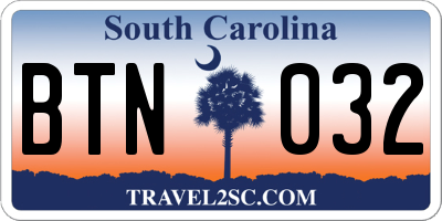SC license plate BTN032