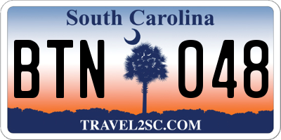 SC license plate BTN048