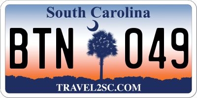 SC license plate BTN049