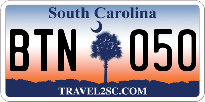 SC license plate BTN050