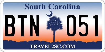 SC license plate BTN051