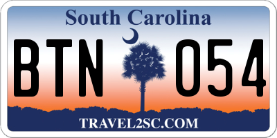 SC license plate BTN054