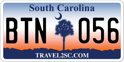 SC license plate BTN056
