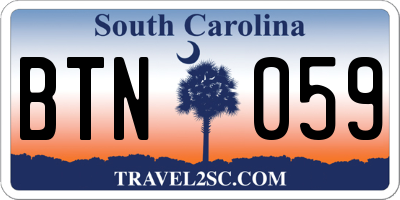 SC license plate BTN059