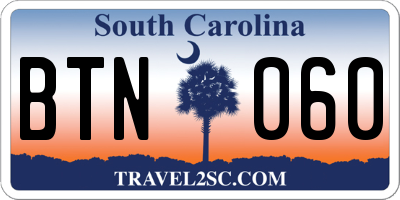 SC license plate BTN060