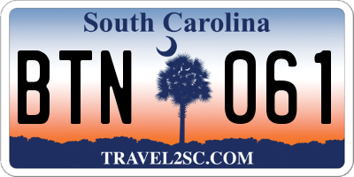 SC license plate BTN061