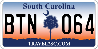 SC license plate BTN064