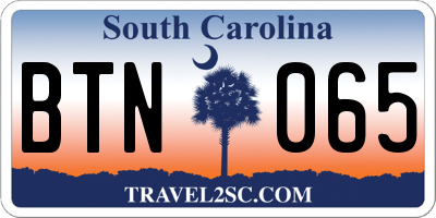 SC license plate BTN065