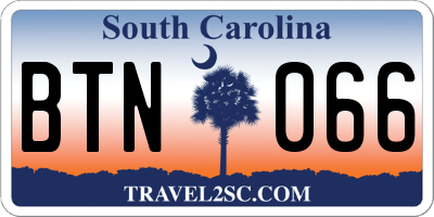 SC license plate BTN066