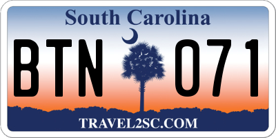 SC license plate BTN071
