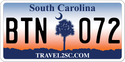 SC license plate BTN072
