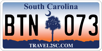 SC license plate BTN073