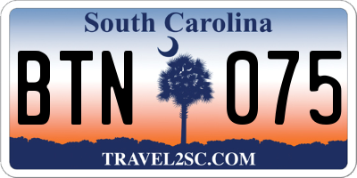 SC license plate BTN075