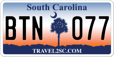 SC license plate BTN077