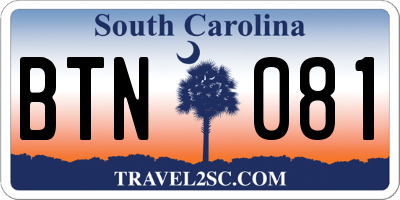 SC license plate BTN081