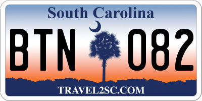 SC license plate BTN082