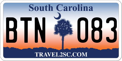 SC license plate BTN083
