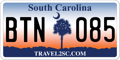 SC license plate BTN085