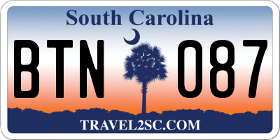 SC license plate BTN087