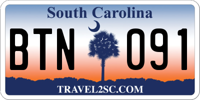 SC license plate BTN091
