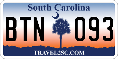 SC license plate BTN093