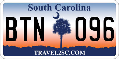 SC license plate BTN096