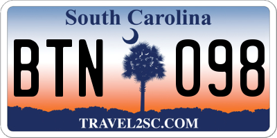 SC license plate BTN098