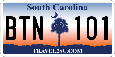 SC license plate BTN101