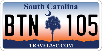SC license plate BTN105
