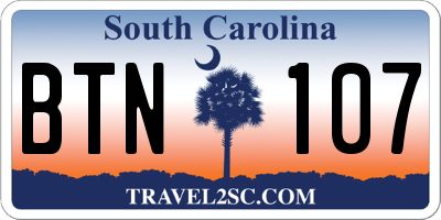 SC license plate BTN107