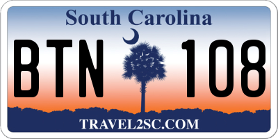 SC license plate BTN108