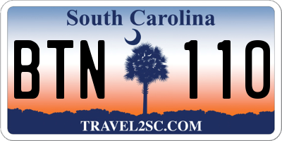 SC license plate BTN110