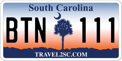 SC license plate BTN111