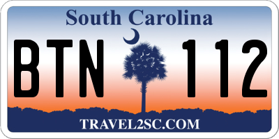 SC license plate BTN112