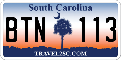 SC license plate BTN113