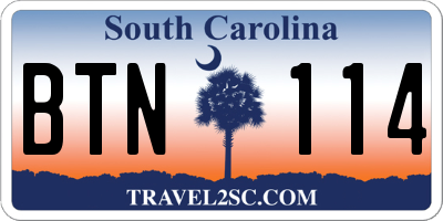 SC license plate BTN114
