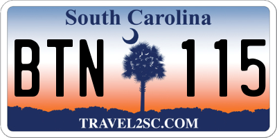 SC license plate BTN115