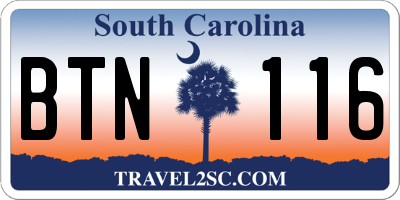 SC license plate BTN116