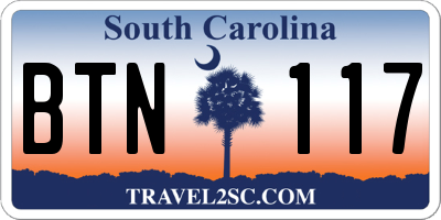 SC license plate BTN117
