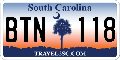 SC license plate BTN118