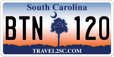 SC license plate BTN120